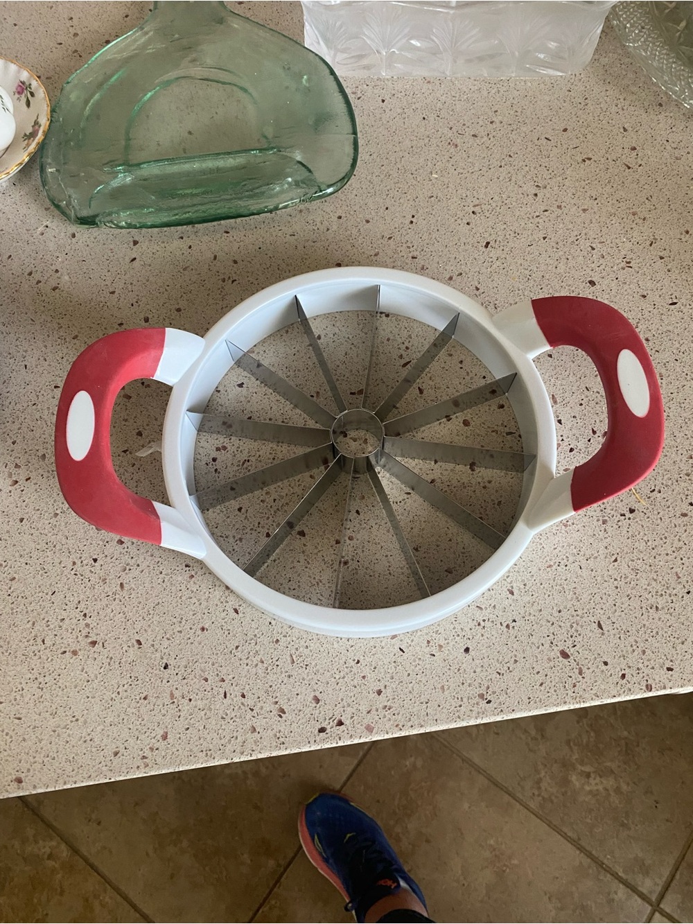 White and Red Multi-Blade Fruit Slicer - Brand Unspecified